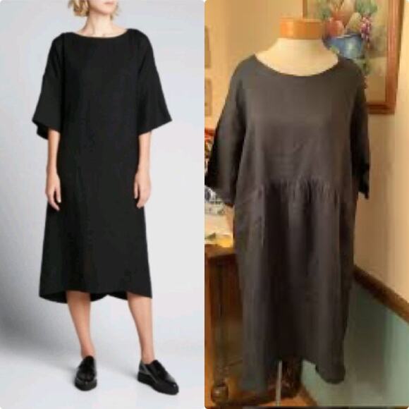 $1250 Eskandar 100% Linen Size 1 Midi Dress - Picture 1 of 6